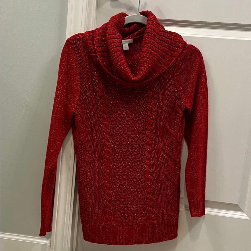 New York & Company Red Cowl Neck Sweater